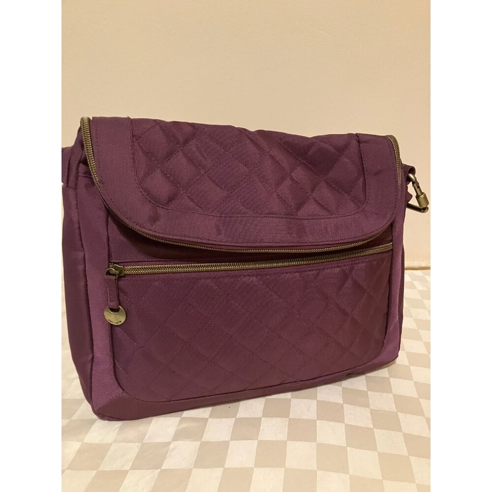 TRAVELON Anti Theft Purple Zip Purse Crossbody Handbag Travel Bag
